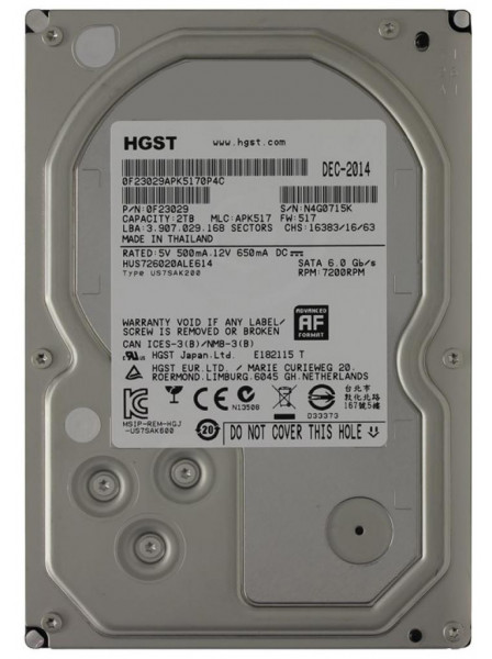   3.5 2TB Hitachi HGST (0F23029 / HUS726020ALE614)