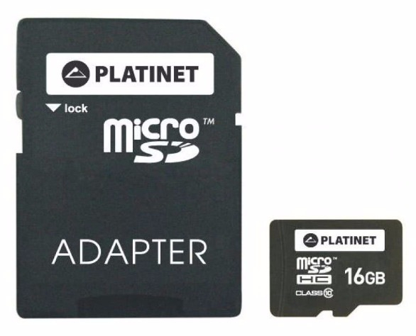 Карта памяти Platinet microSDHC 16Gb Class 10 + SD adapter