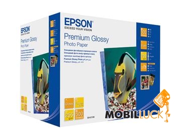  Epson 130mm x180mm Premium Glossy Photo Paper, 500. (C13S042199)