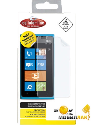 Защитная пленка для Nokia 900 Lumia Clear Glass 2 шт Cellularline (SPL900)