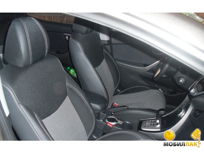 Авточехлы для Hyundai Elantra MD 2011- серая строчка MW Brothers.