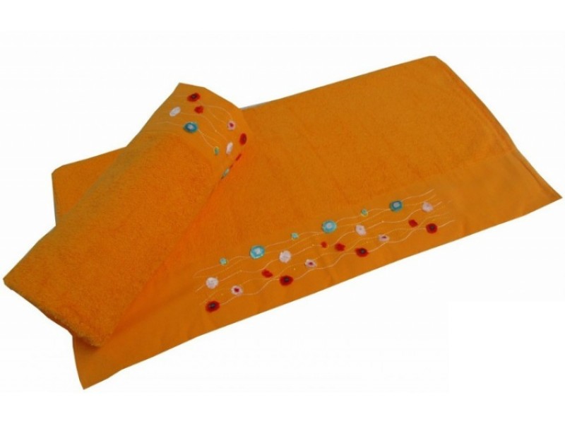 Полотенце Altinbasak Delux Emma Барxат с вышивкой 70x140 см Оранжевое (1548963675655)
