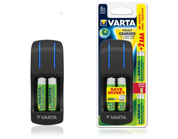   Varta Pocket Charger+2AA 2100 mAh +2AAA 800 mAh NI-MH (57642301431)