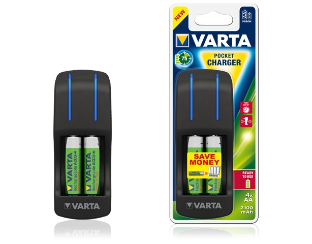 Зарядное устройство Varta Pocket Charger+4AA 2100 mAh NI-MH (57642101451)
