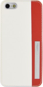  Aston Martin Racing iPhone 5C back case with stripe metal logo white/red (cowhide)