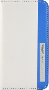  Aston Martin Racing iPhone 5C folio case with stripe logo white/L.blue (cowhide)