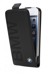 BMW debossed logo leather cover case for iPhone 5/5S, black (BMHCP5LOB)