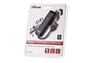 USB HUB Trust Vecco 4 Port USB 2.0 Mini Black (14591) 5