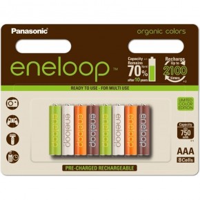  Panasonic Eneloop Organic Colors AAA 750  (BK-4MCCE/8RE)