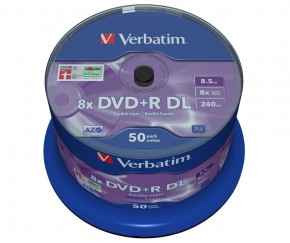  Verbatim DVD+R 8,5GB 8x Spindle Packaging Dual Layer 50 (43758)