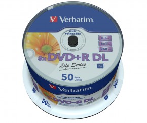  Verbatim DVD+R 8.5GB 8X Double Layer 50Pk Spindle (97693)
