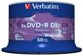  Verbatim DVD+R 8,5Gb DL 8x Cake 50  (43758)
