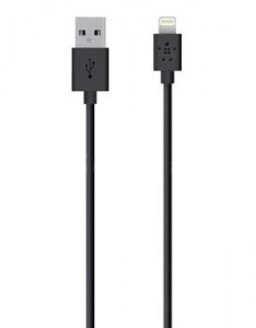  USB 2.0 Belkin LIGHTNING charge/sync cable 1.2m, Black/׸ (F8J023bt04-BLK)