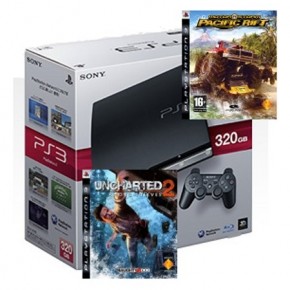   Sony PlayStation 3 320Gb + Motorstorm PR RUS + Uncharted 2 RUS