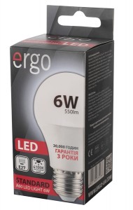 LED  Ergo Standard A60 27 6W 220V 4100K   6