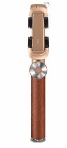  Noosy BR11 Leather with Bluetooth Shutter Tripod selfie stick Gold