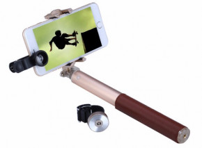  Noosy BR11 Leather with Bluetooth Shutter Tripod selfie stick Gold 3