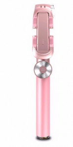  Noosy BR11 Leather with Bluetooth Shutter Tripod selfie stick Rose Gold