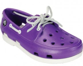   Crocs Neon Purple/White Beach Line J1 Patent Boat