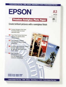  Epson A3 Premium Semigloss Photo Paper, 20. (C13S041334)