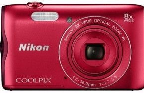  Nikon Coolpix A300 Red + Case + SD8Gb