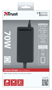   Trust Duo 70W Laptop charger with 2 USB ports (20877) 6