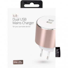   Kit Platinum Dual USB Charger 3.4 A Rose Gold (USBMCALUEU3RG)