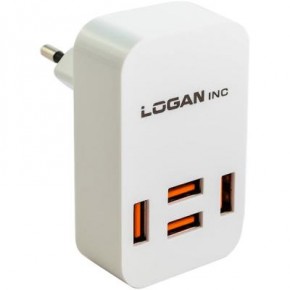    Logan Quad USB Wall Charger 5V 4A (CH-4 White)