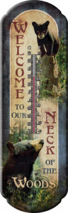  Riversedge Bear Tin Thermometer 43x17 