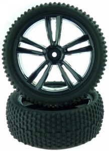  1:10 Black Buggy Front Tires and Rims 2P Himoto (31309B)