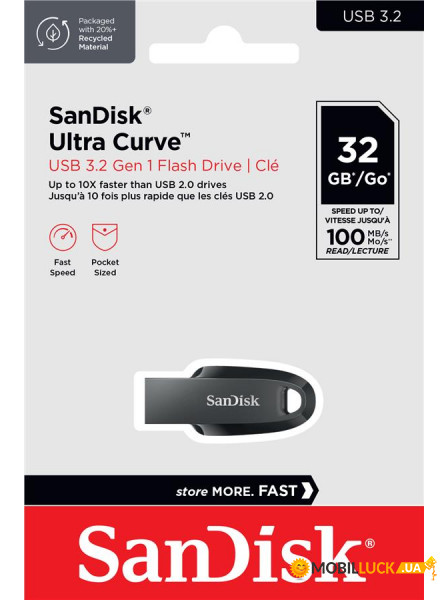  Sandisk 32GB USB 3.2 Ultra Curve Black (SDCZ550-032G-G46)