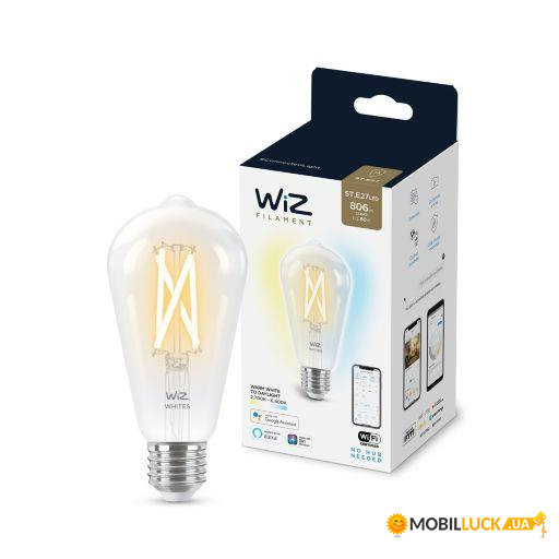   WiZ E27 7W (60W 806Lm) ST64 2700-6500K  Wi-Fi (929003018601)