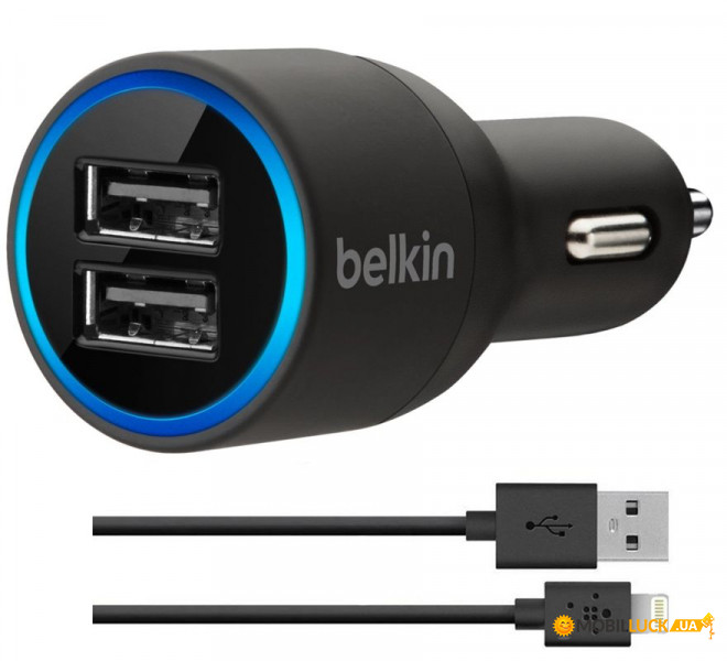    Belkin Car charger 2USB 2.1A + Lightning cable Black