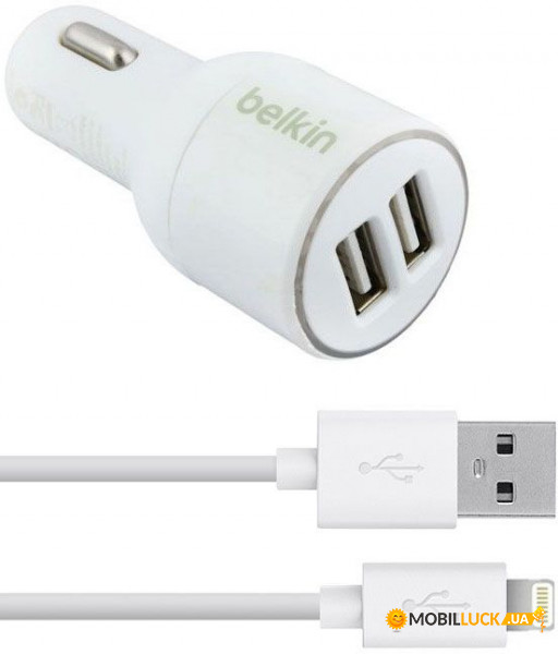    Belkin Car charger 2USB 2.1A + Lightning cable White