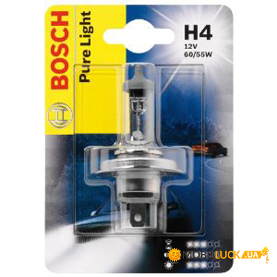  Bosch Pure Light H4 60/55W 12V P43t (1987301001) 1./