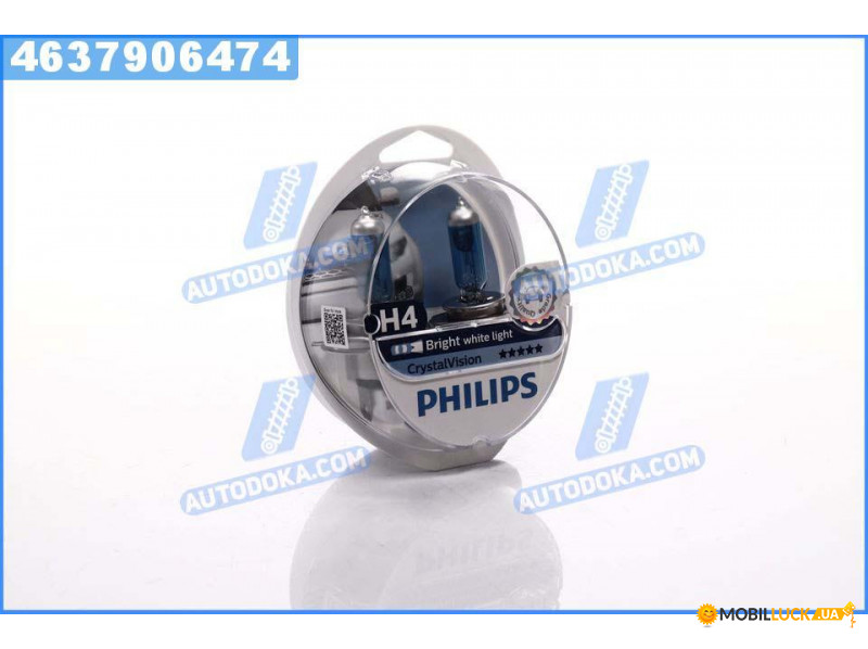  Philips  H4 12V 60/55W P43t-38 Cristal Vision + 2x W5W 4300K (4637906474)