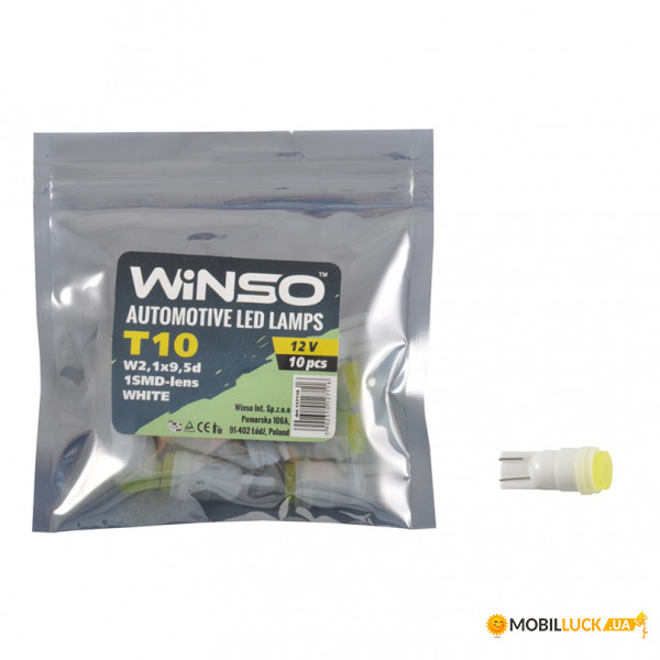 LED  Winso 12V SMD T10 W2.1x9.5d, 10 (127110)