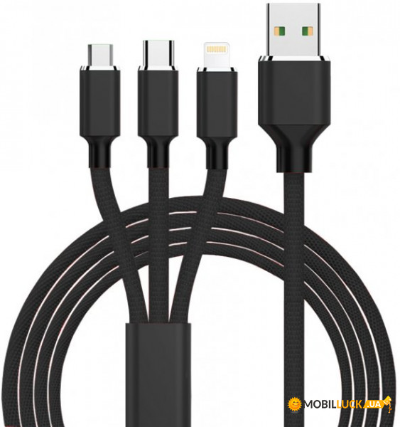  USB XoKo SC-330 Black, 3  1 - Lightning, Micro USB, Type-C, 1.20 