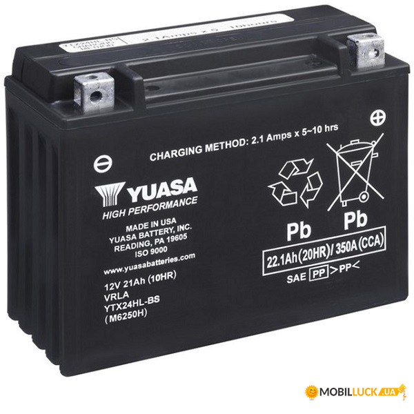   Yuasa 22.1 Ah/12V High Performance MF VRLA Battery (YTX24HL-BS)