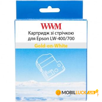    WWM  Epson LW-400/700 18mm  8m Gold-on-White (WWM-SS18Z)
