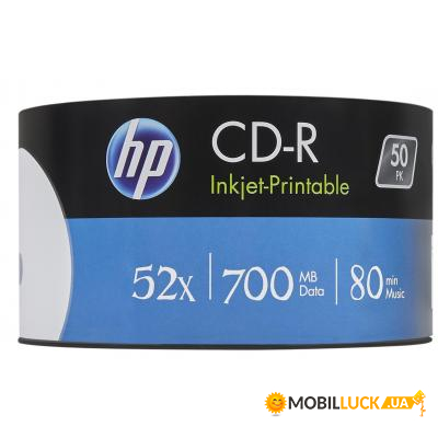  CD HP CD-R 700MB 52X IJ PRINT 50 Spindle (69312/CRE00017WIP-3)