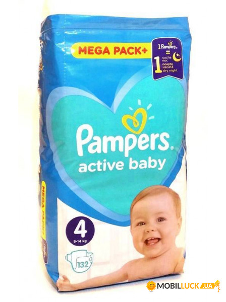  Pampers Active Baby-Dry  4 (9-14) 132  (951618)