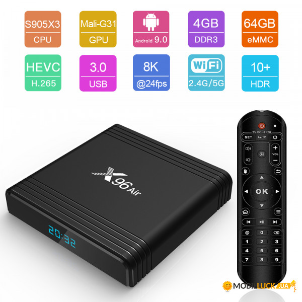 Android TV  Amlogic TV BOX X96 Air |S905X3, 4GB RAM, 32GB ROM| black (12645)