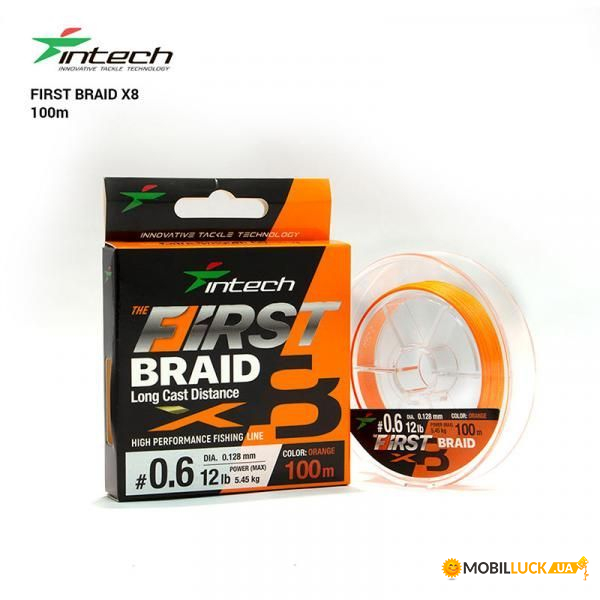   Intech First Braid X8 Orange 100m (0.4 (10lb/4.54kg))