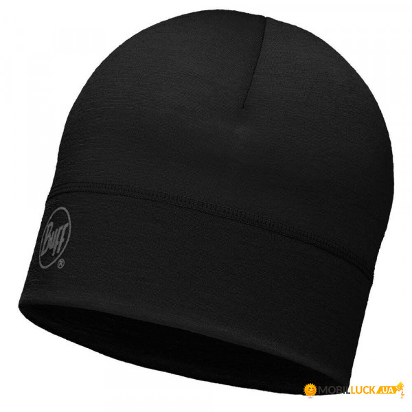  Buff Merino Wool 1 Layer Hat Solid Black One size (1033-BU 113013.999.10.00)