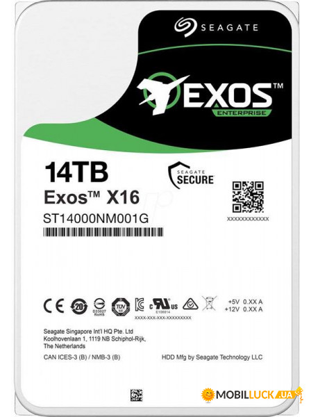   HDD 3.5 SATA 14.0TB Seagate Exos X16 7200rpm 256MB (ST14000NM001G)