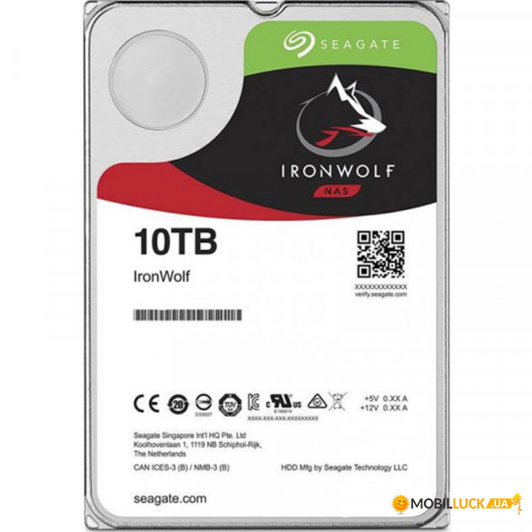   Seagate HDD SATA 10.0TB IronWolf NAS 7200rpm 256MB (ST10000VN0008)