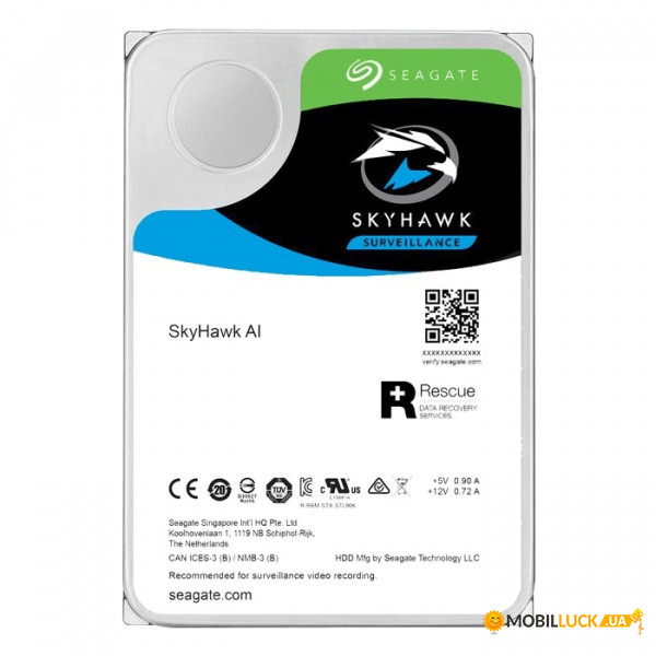   Seagate HDD SATA 12.0TB SkyHawk Al Surveillance 256MB (ST12000VE0008)