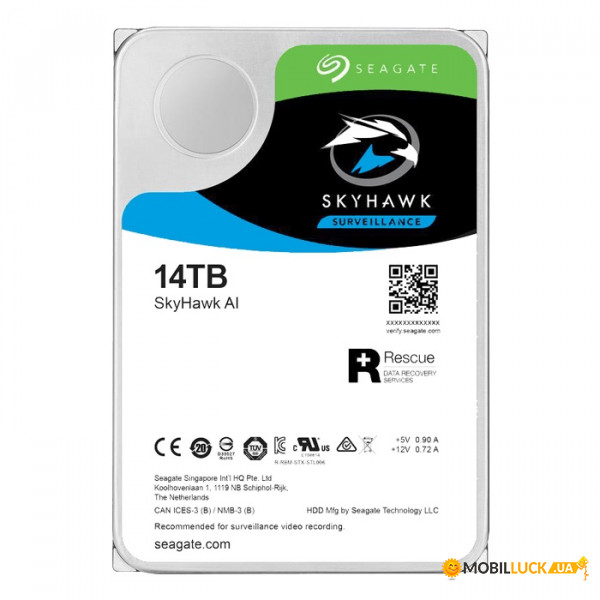   Seagate HDD SATA 14.0TB SkyHawk Al Surveillance 256MB (ST14000VE0008)