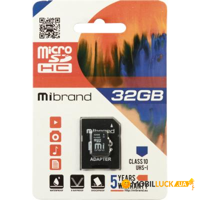   Mibrand 32GB microSDHC class 10 UHS-I (MICDHU1/32GB-A)